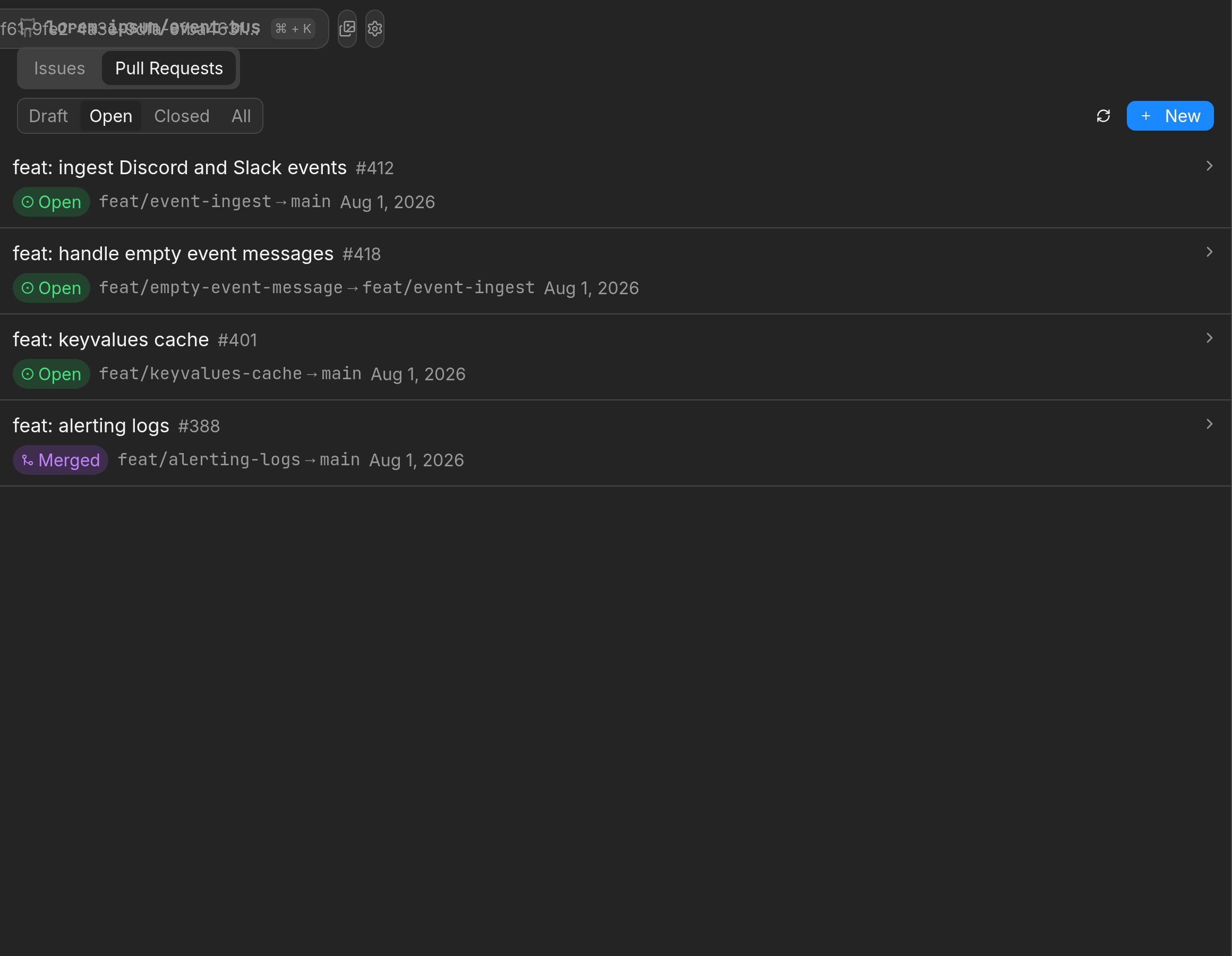 GitHub pull request list in Treq